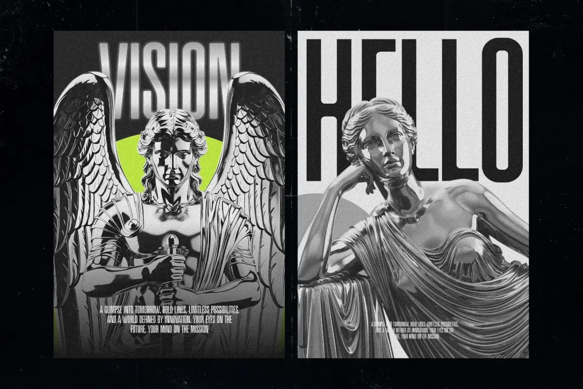 Chromatic Metal Statue PNG Collection