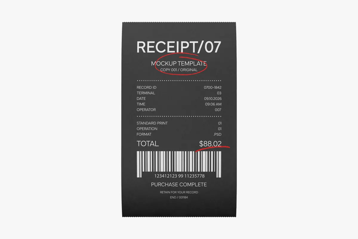 Long Till Receipt Mockup