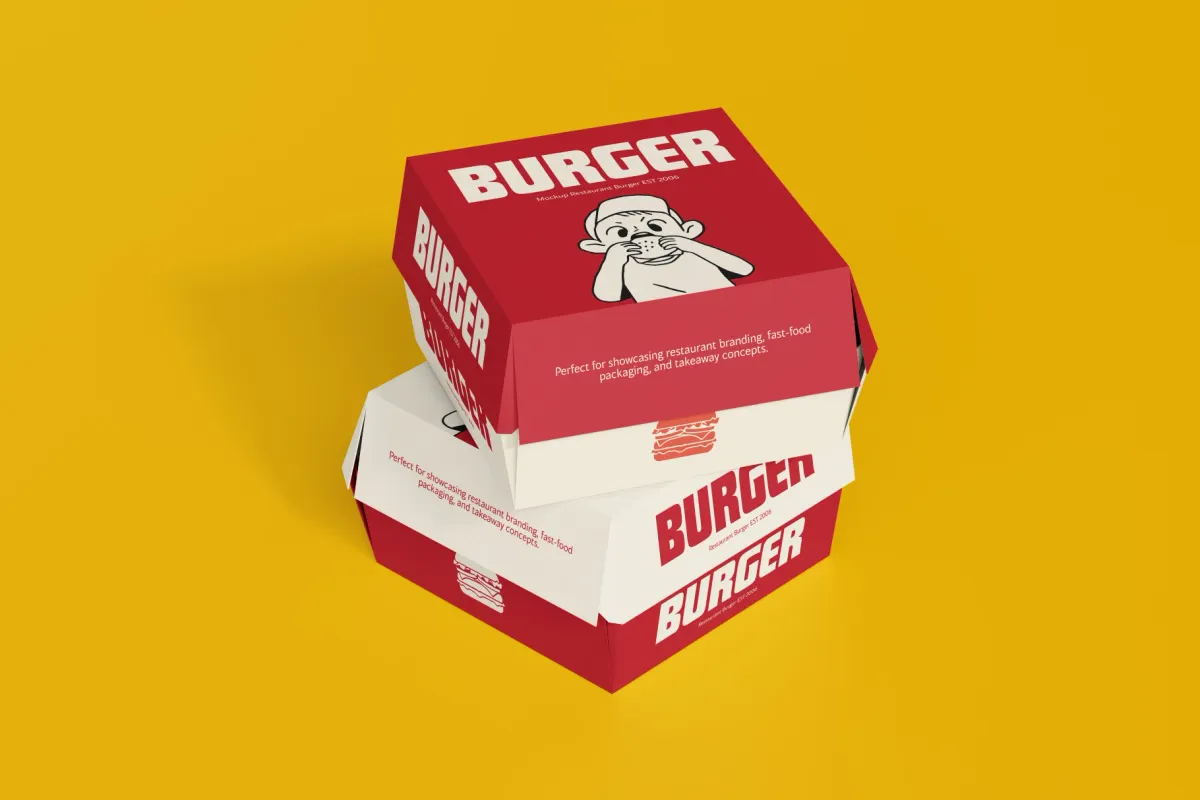 Burger Box Packaging Mockup