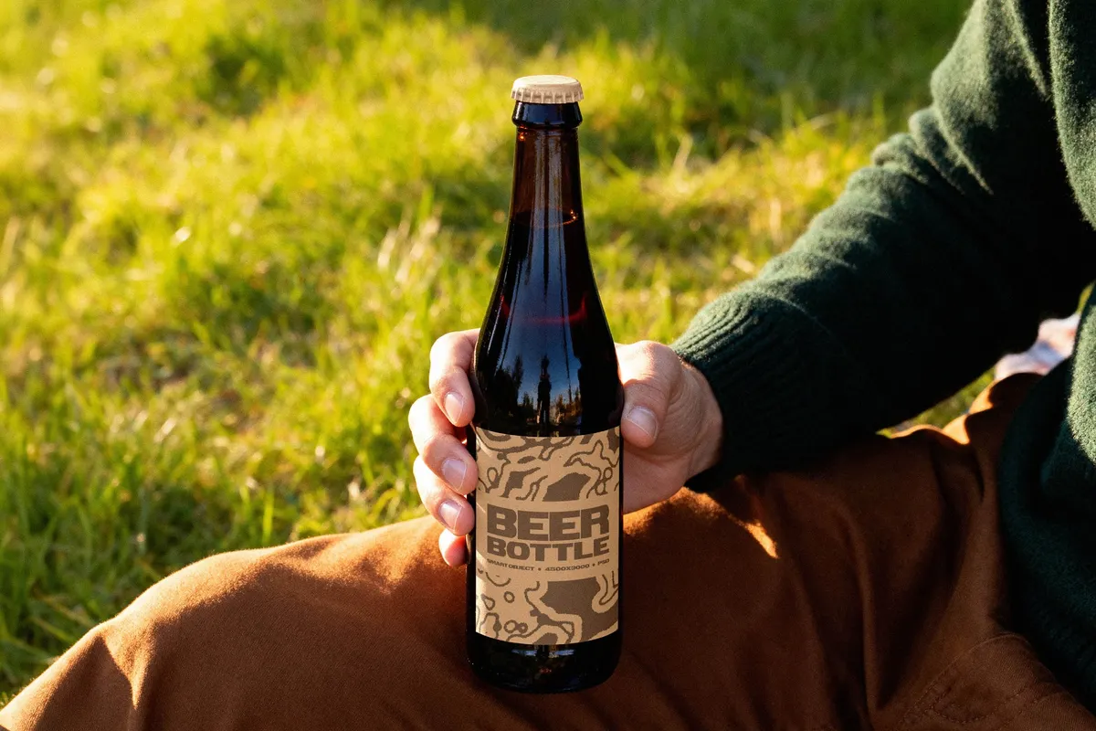 Beer Bottle Mockup in Hand