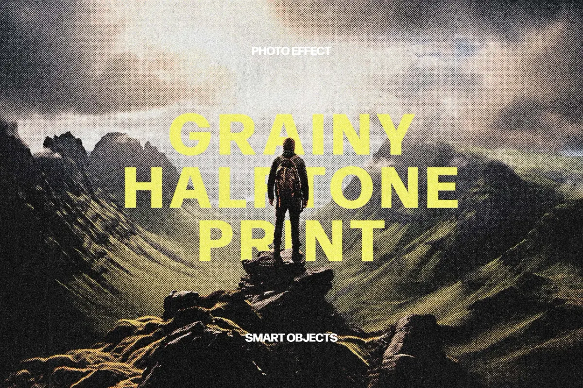 Grainy Halftone Print Photo Effect
