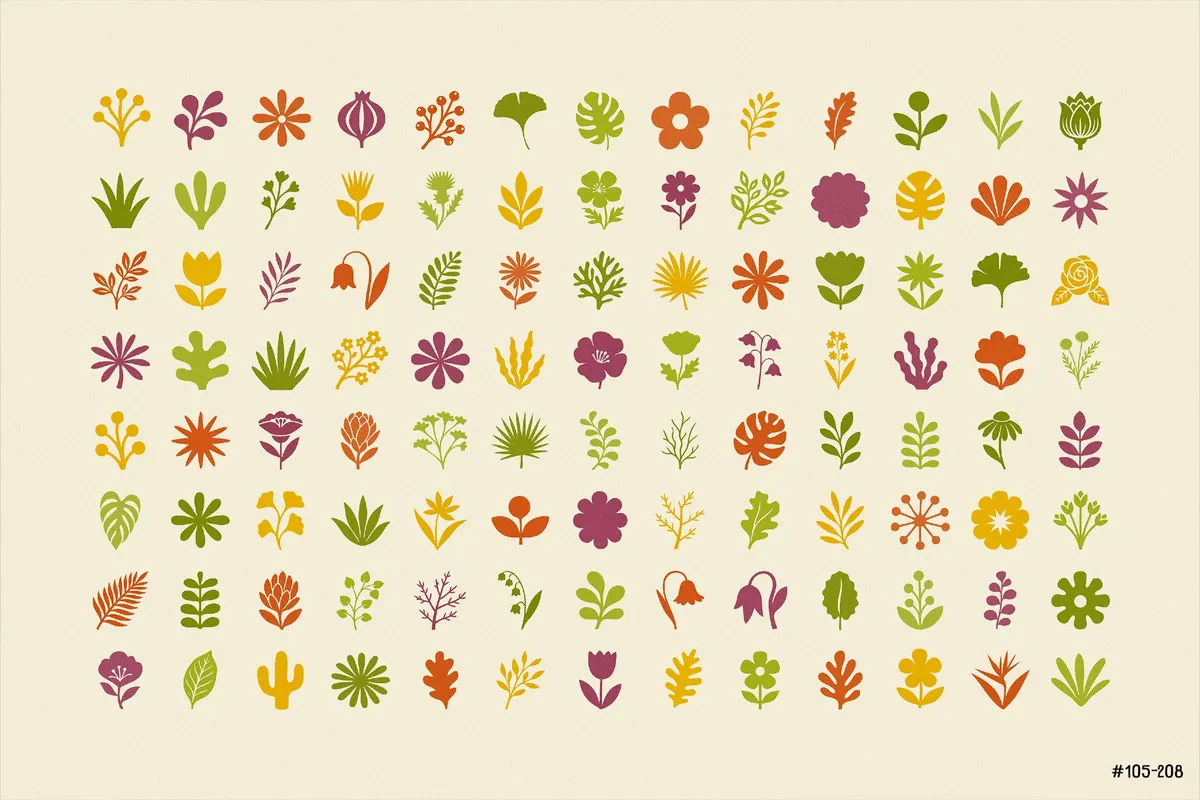 Flora Elements: 208 Botanical Shapes