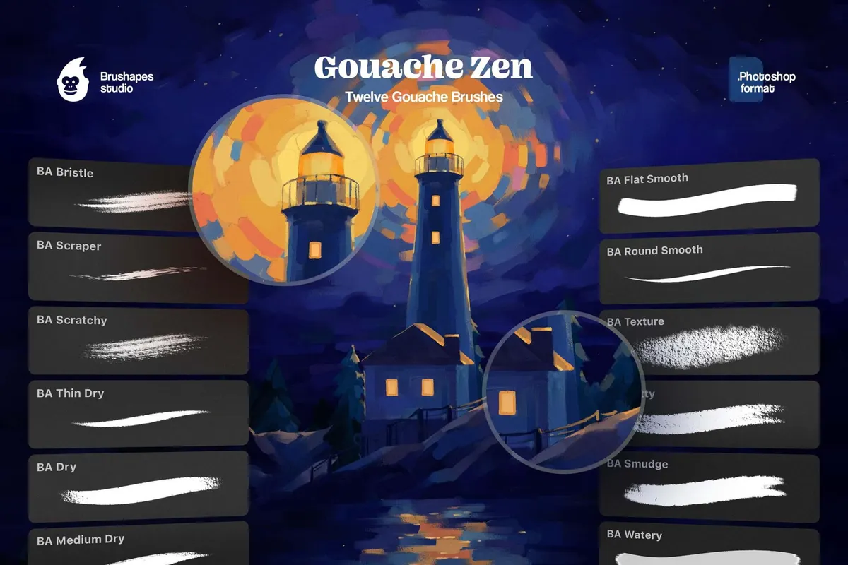 Gouache Zen Photoshop Brushes