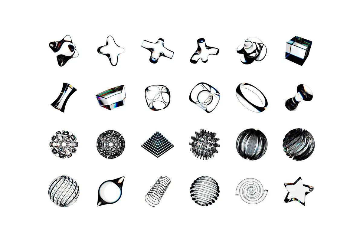 3D Glass Abstract Shapes
