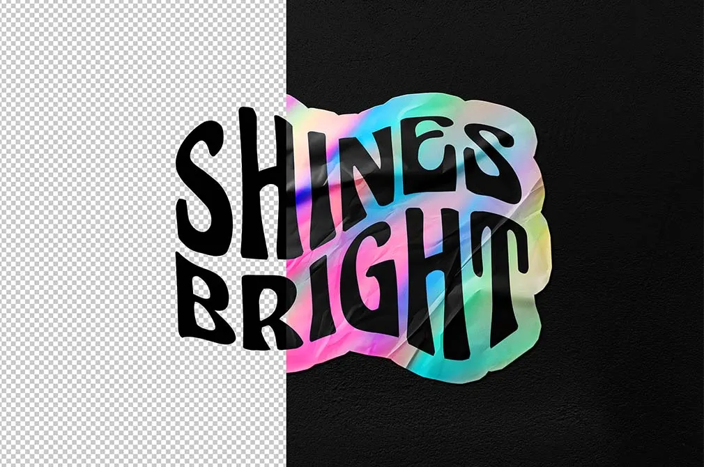 Holo Wrinkled Sticker Mockup