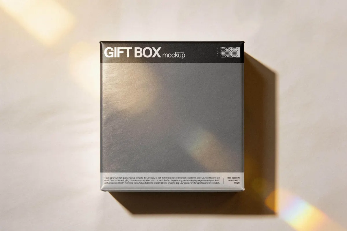 Square Gift Box Mockup Top View