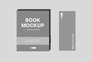 Hardcover Book & Bookmark Mockup