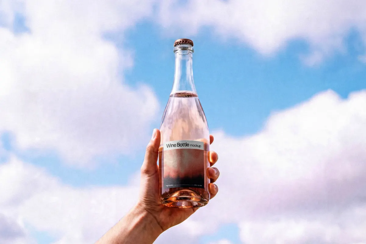 Rosé Wine Bottle Mockup