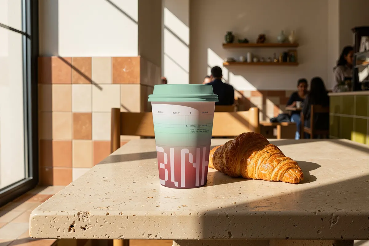 Coffee Cup Mockup Stone Table