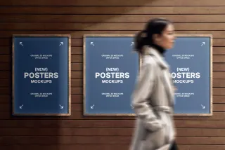 Wooden Wall Poster Mockup