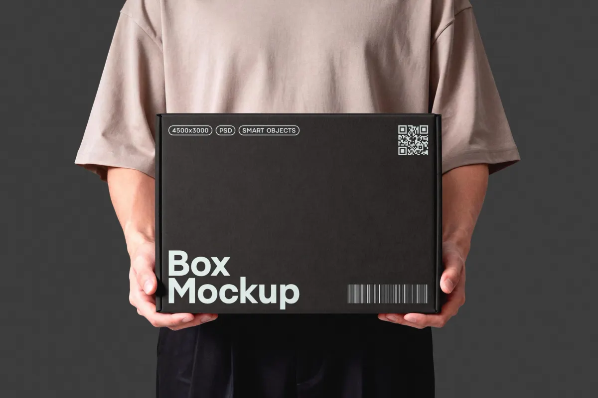 Box In Hands Mockup