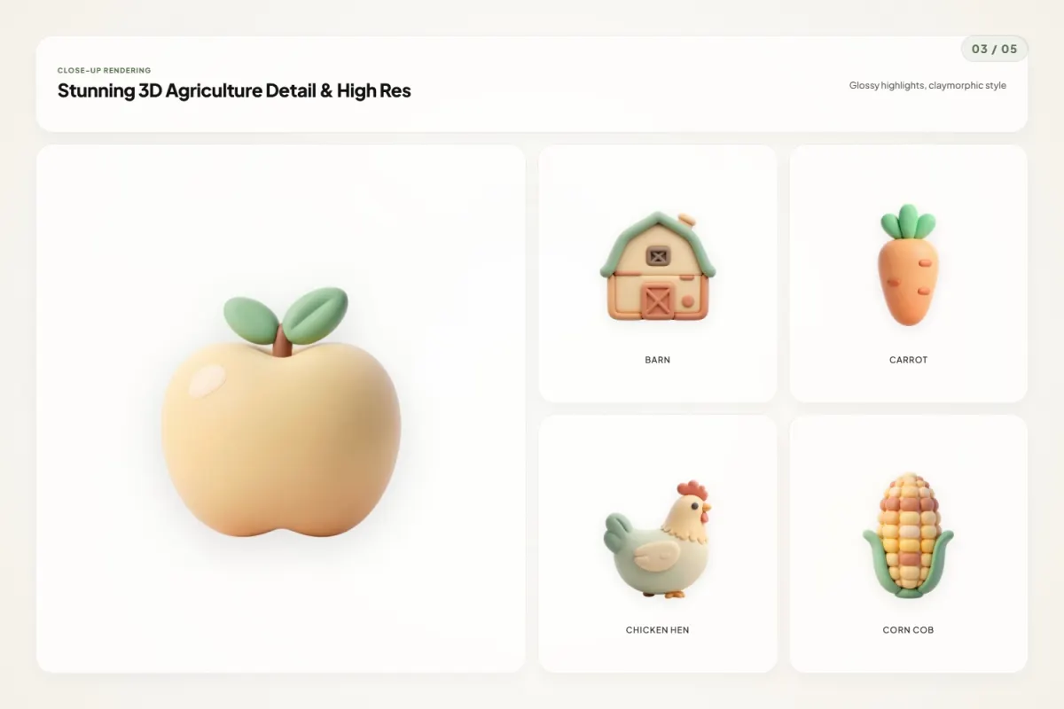3D Agriculture Icons Pack