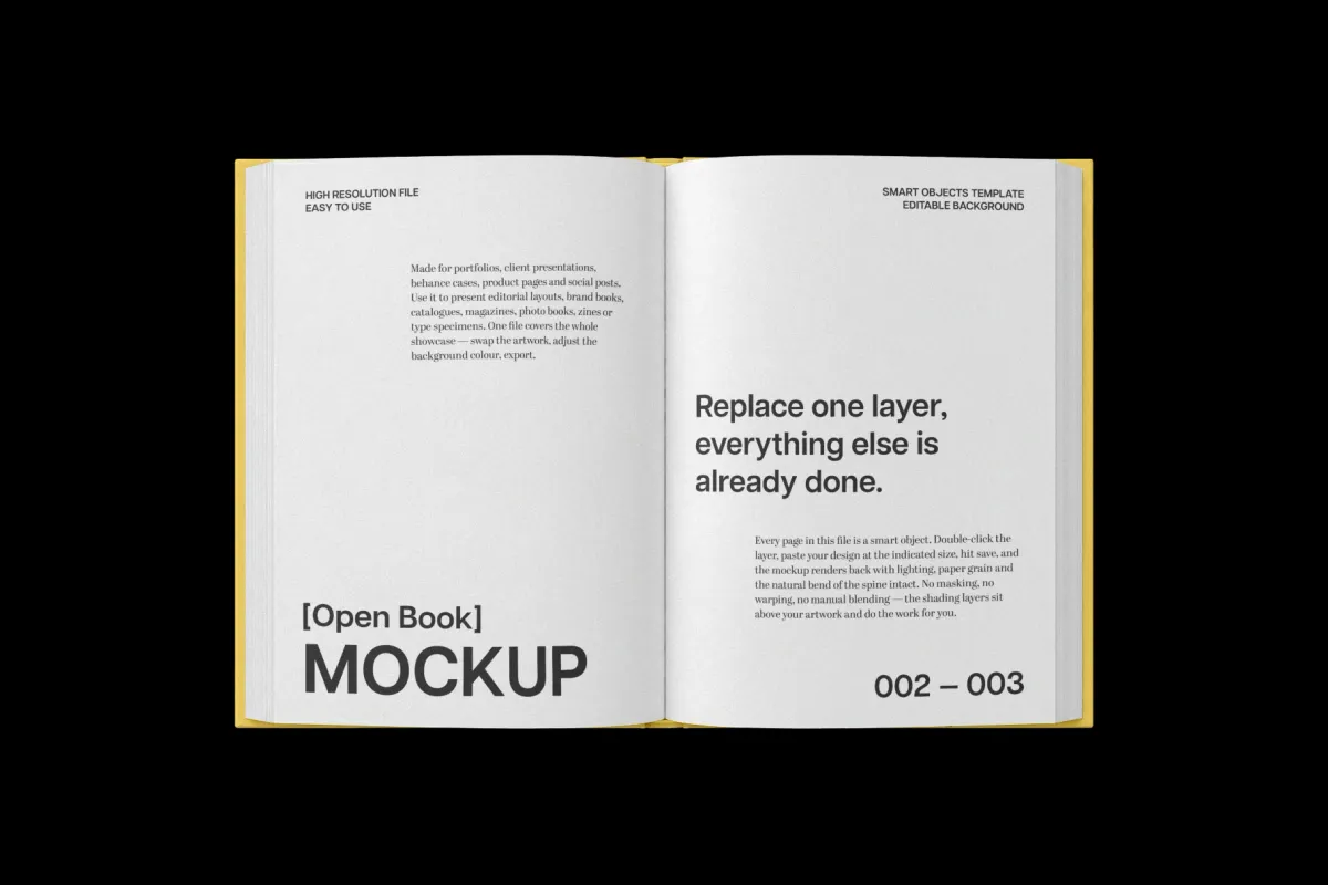 Opened Hardcover Book Mockup