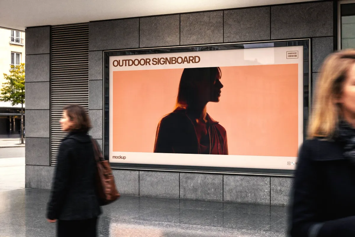 Outdoor Angled Signboard Mockup
