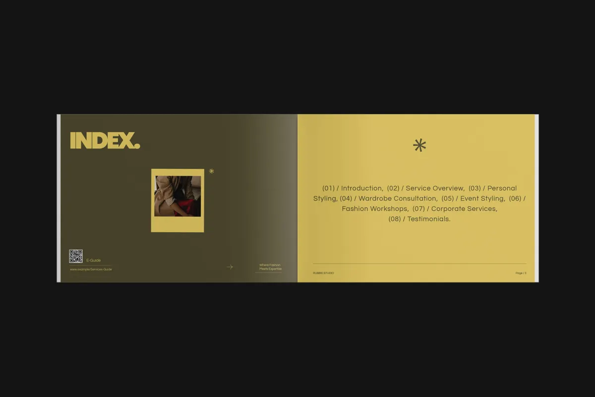 Rubbie - Services and Pricing Guide for Indesign