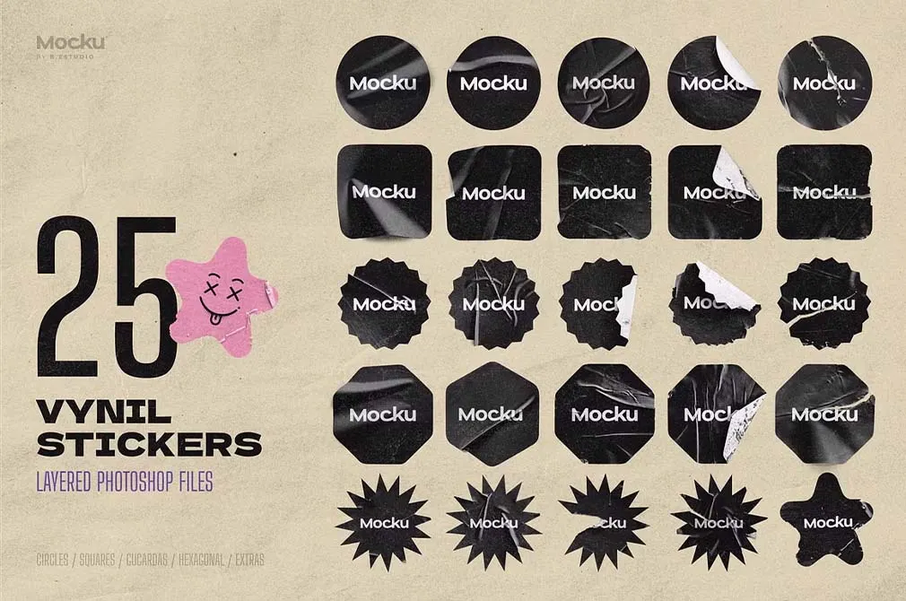 Vinyl Stickers Mockup Pack