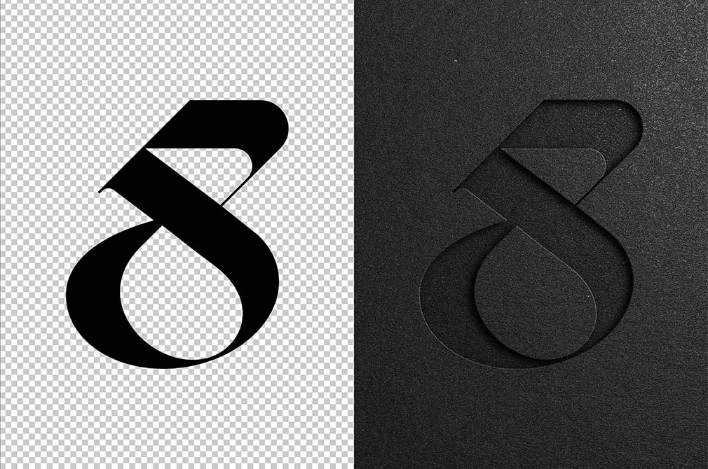 Black Paper Cutout Logo Mockup
