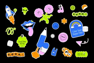 Y2K Aesthetic Sticker Elements