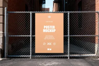 Steel-Wire Fence Poster Mockup