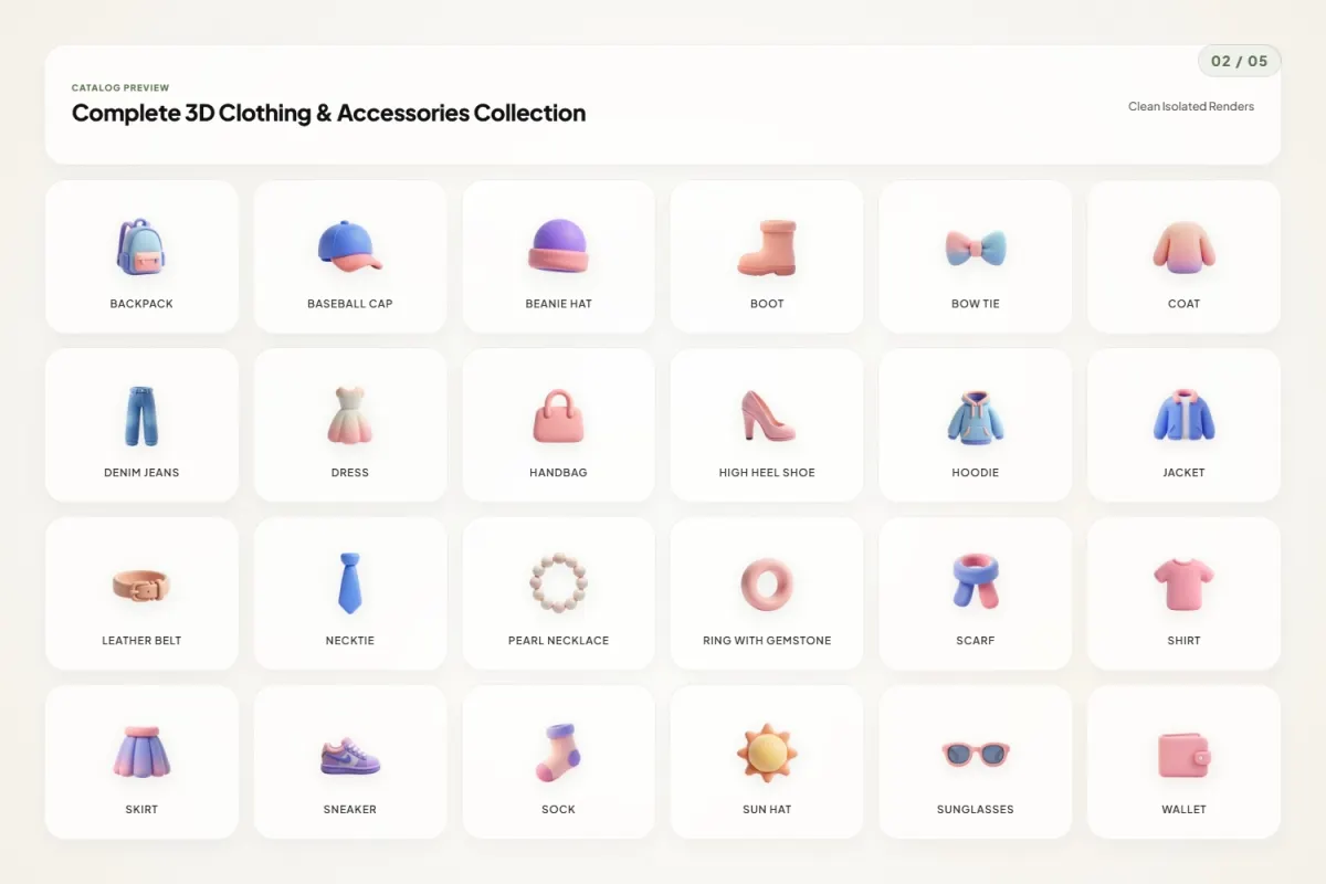 3D Clothing & Accessory Icons