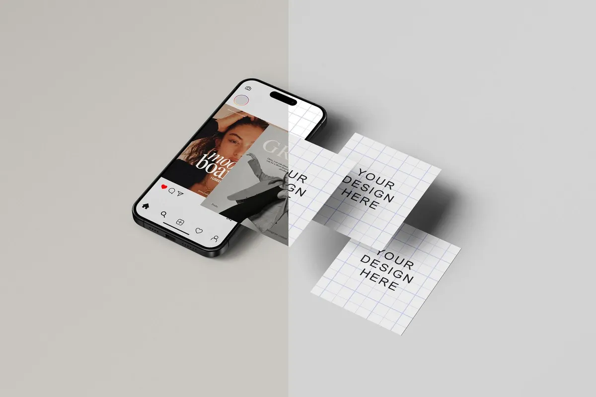 Isometric Instagram Mockup Scene