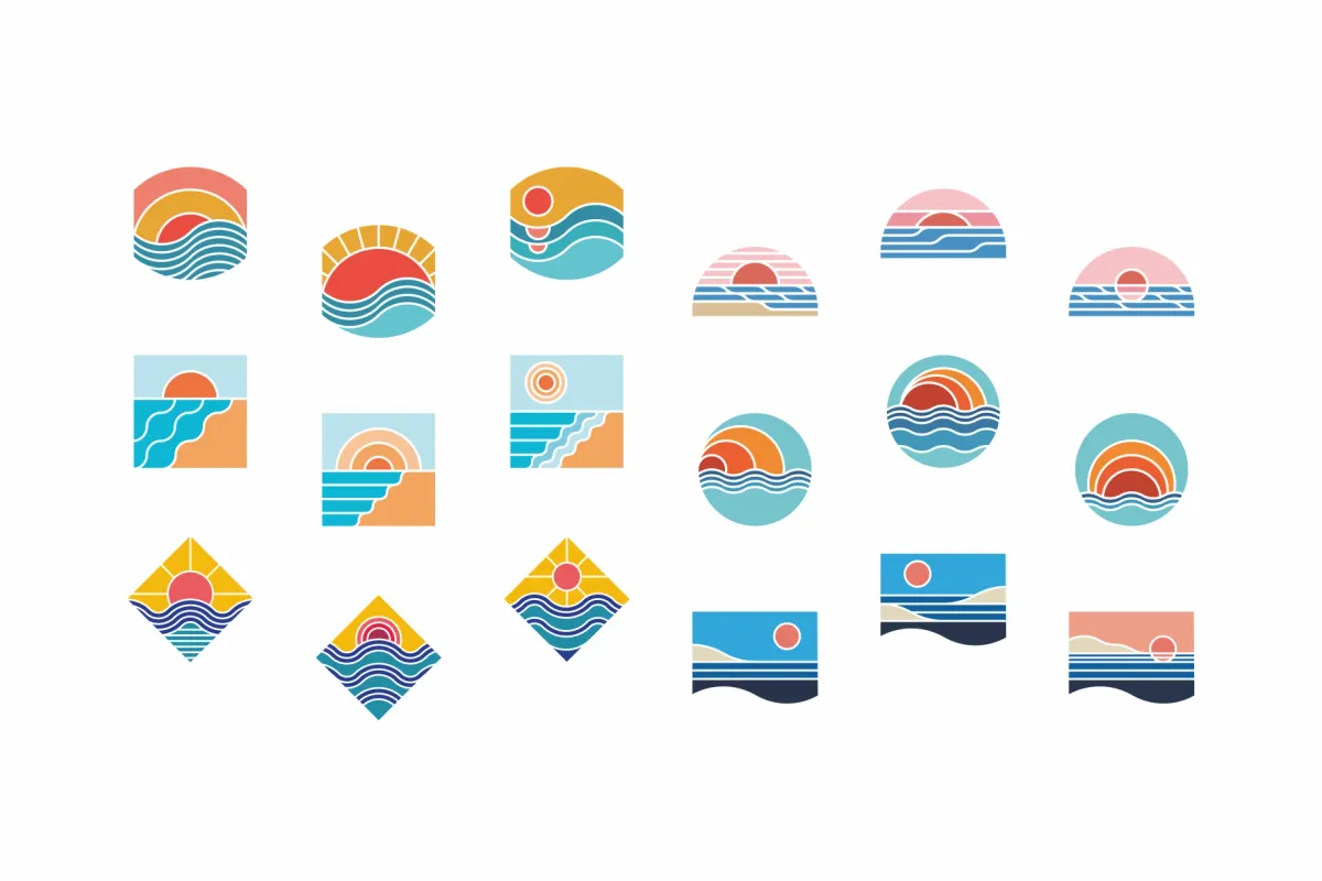 Sun & Sea Simple Illustrations