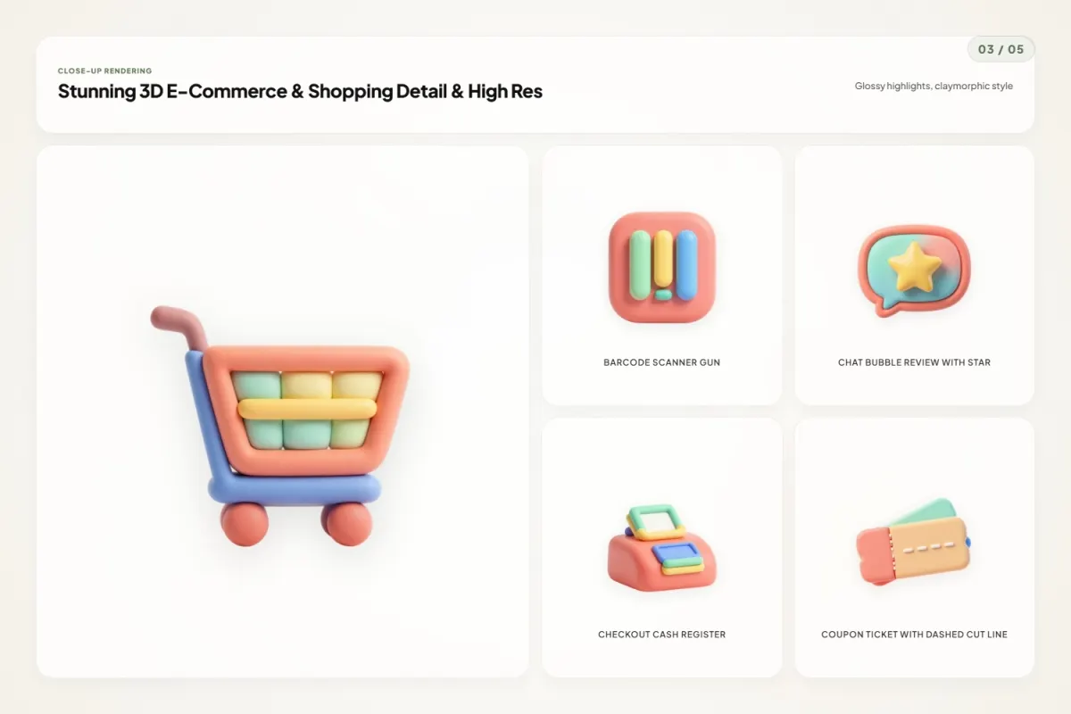 3D E-Commerce & Shopping Icons