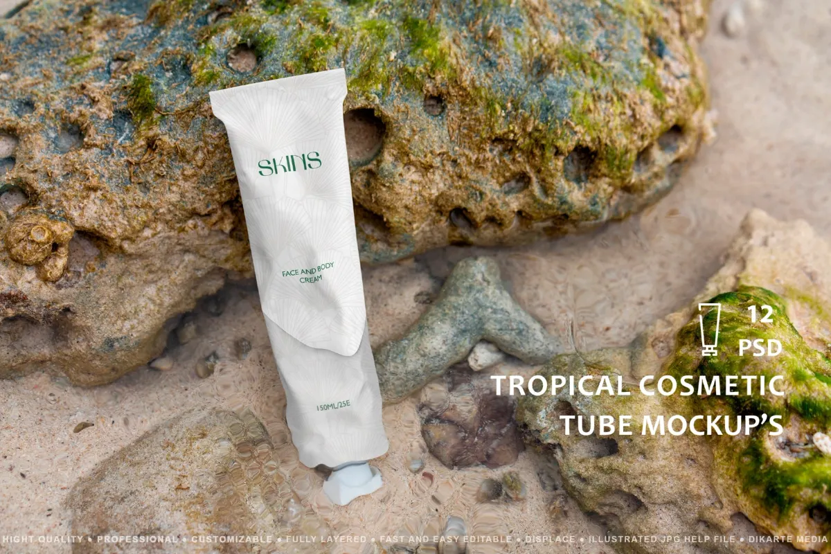 Tropical Cosmetic Tube Mockups