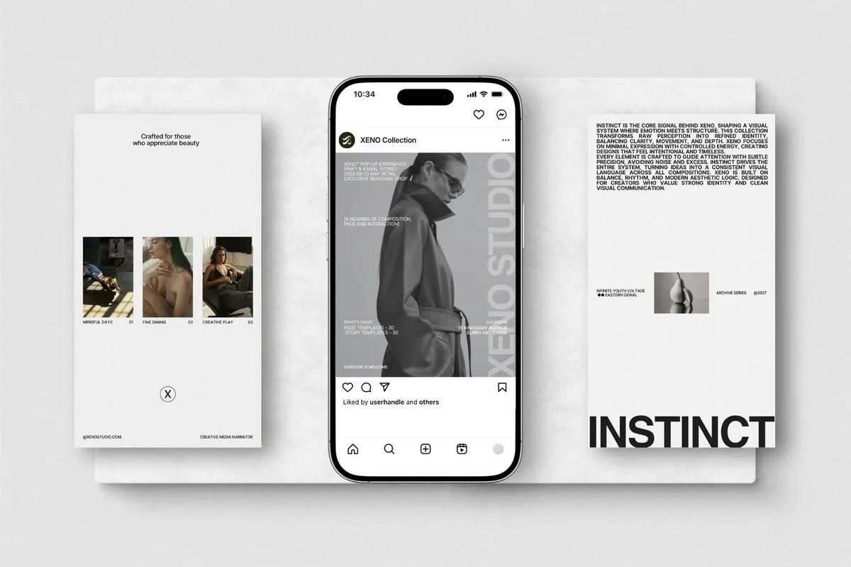 X1962 - XENO III. Instagram Post & Story Templates for Canva & InDesign