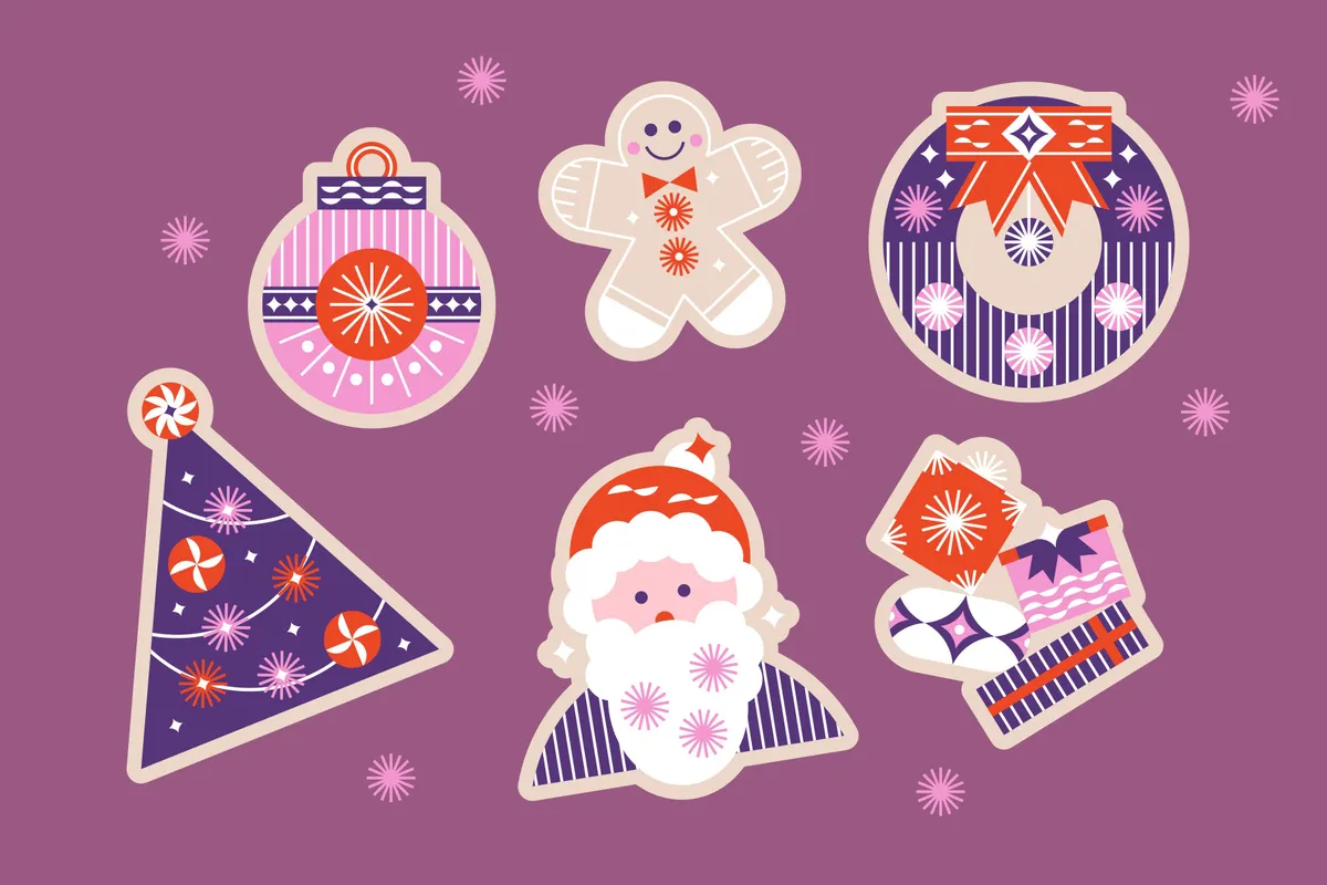 Christmas Sticker Sets — Clipart | Pixelbuddha