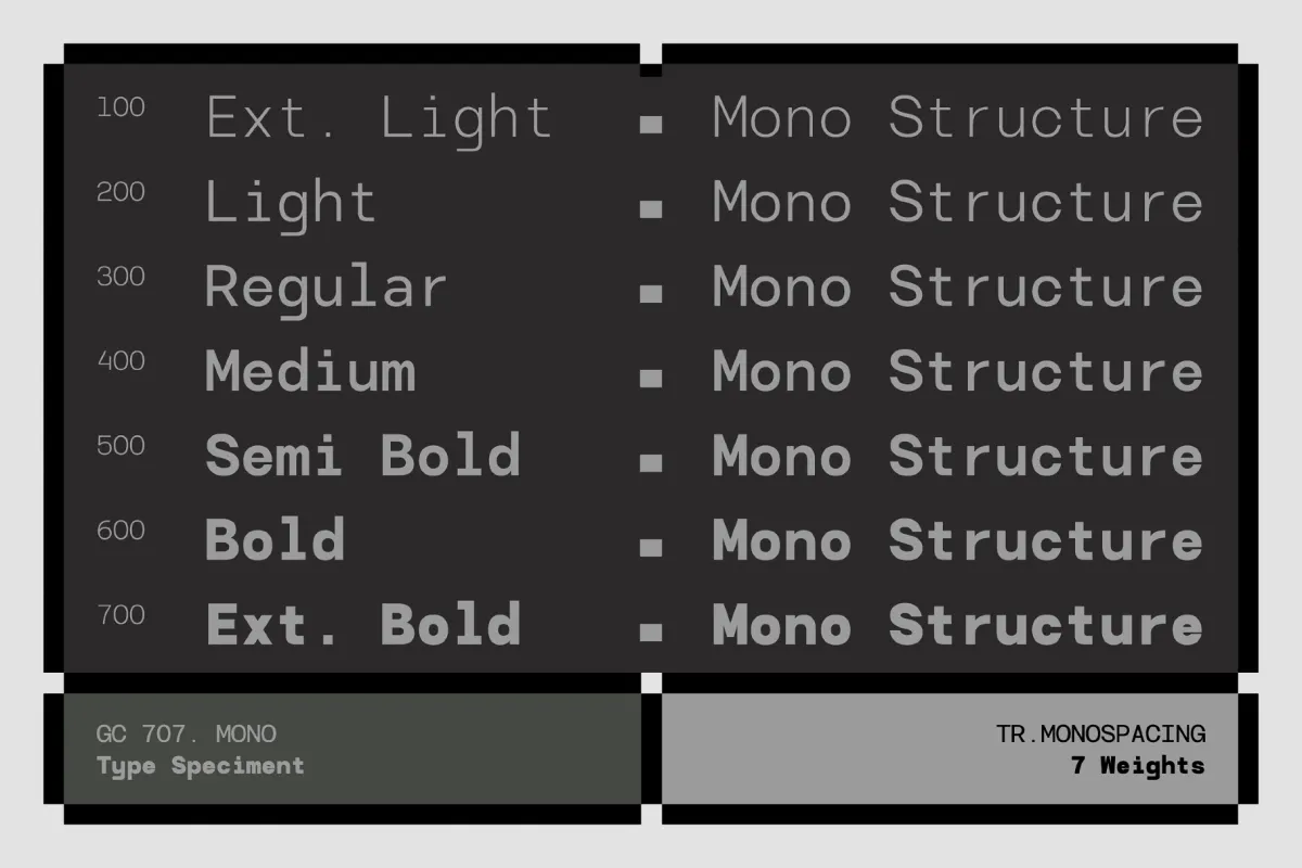 GC 707 Mono - Monospace Sans Serif Font Family