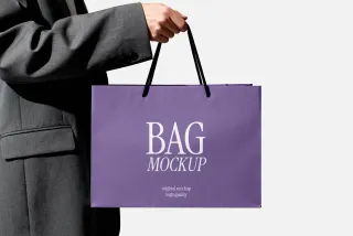 Paper Bag Mockup with Cord Handles