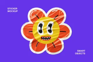 Wrinkled Glossy Vinyl Sticker Mockup