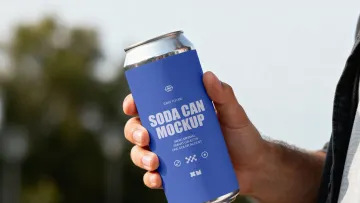 Soda Can Mockup in Hand