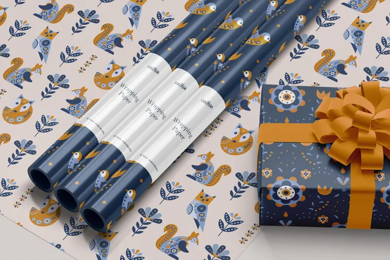 Wrapping Paper Supplies Mockup
