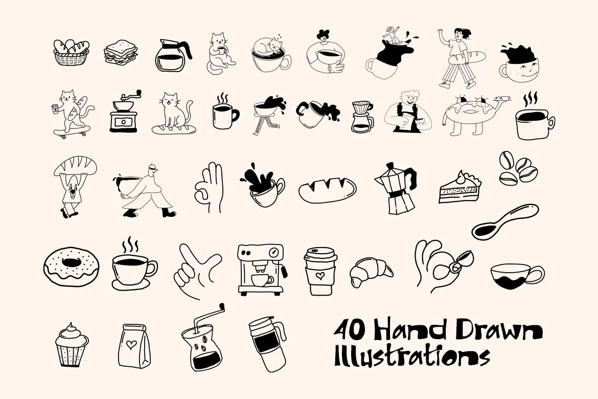 Cafe Sticker Illustrations