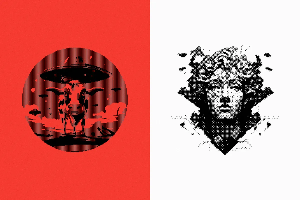 144 Dithering Bitmap Vector Shapes