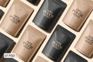 Kraft Paper Stand-Up Pouch Mockup Bundle