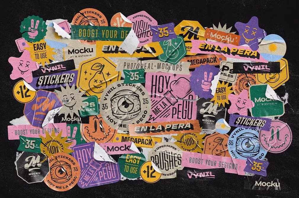 Vinyl Stickers Mockup Pack