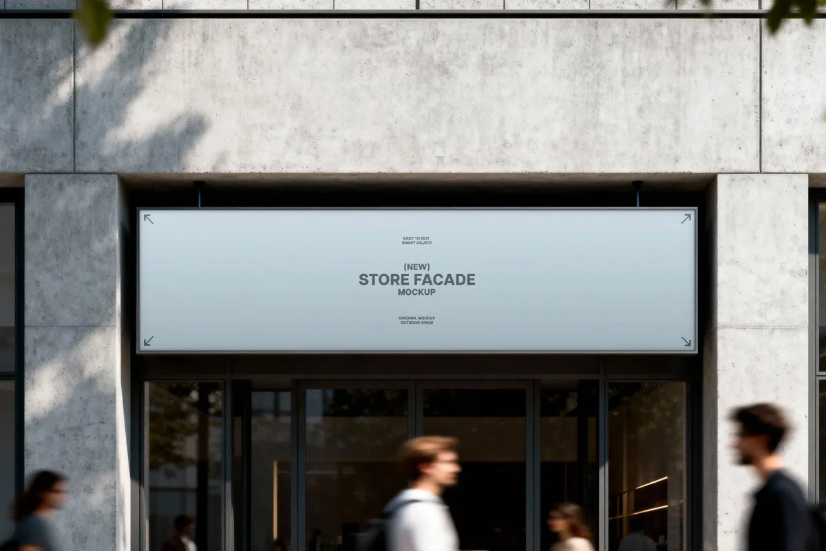 Store Facade Signboard Mockup