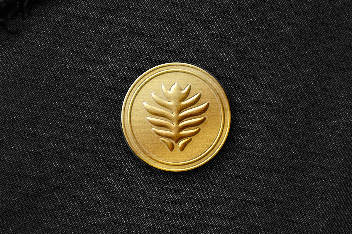 Gold Embossed Pin Logo Mockup
