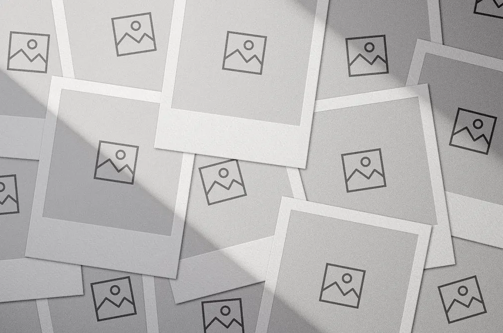 Scattered Polaroid Collage Mockup