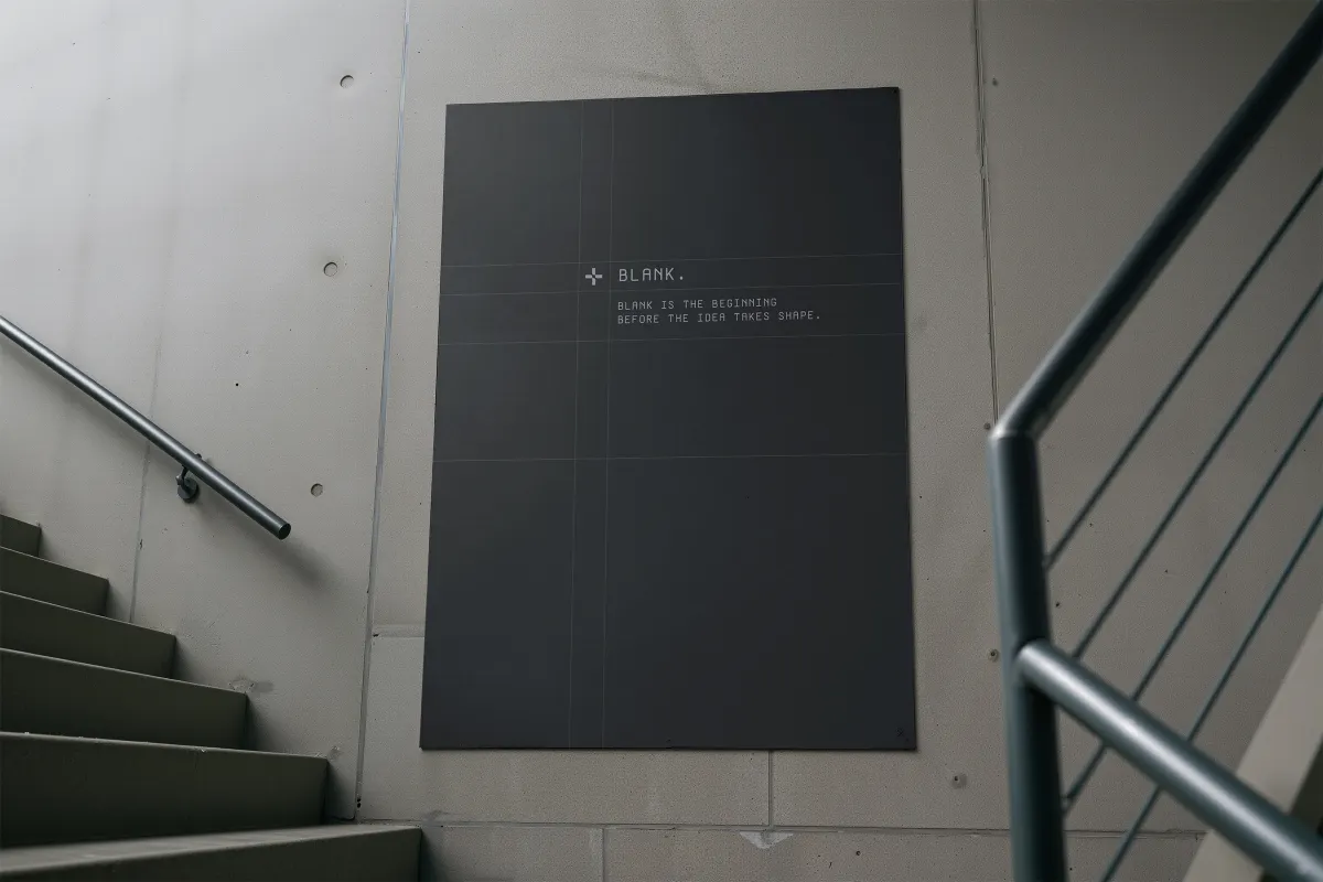 Poster Mockup Concrete Stairwell