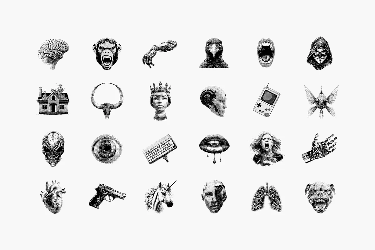 Dithering Bitmap Vector Shapes Collection