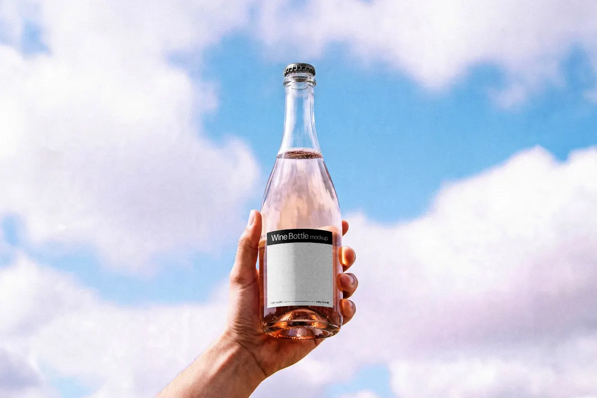 Rosé Wine Bottle Mockup