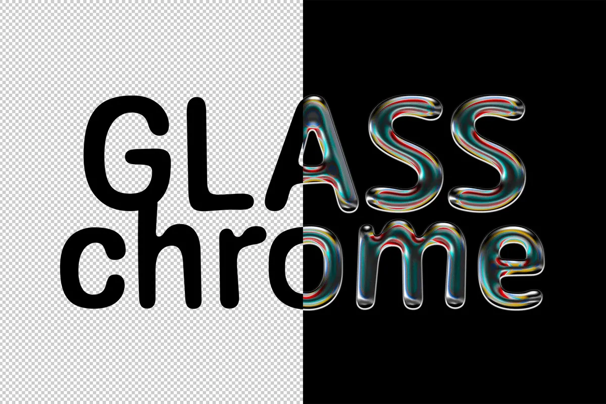 Iridescent Glass Chrome Text Effect