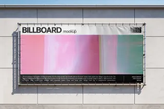 Horizontal Fabric Banner Mockup on Wall