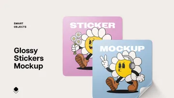 Glossy Stickers Mockup