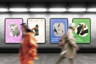 Metro Lightbox Wall Mockup