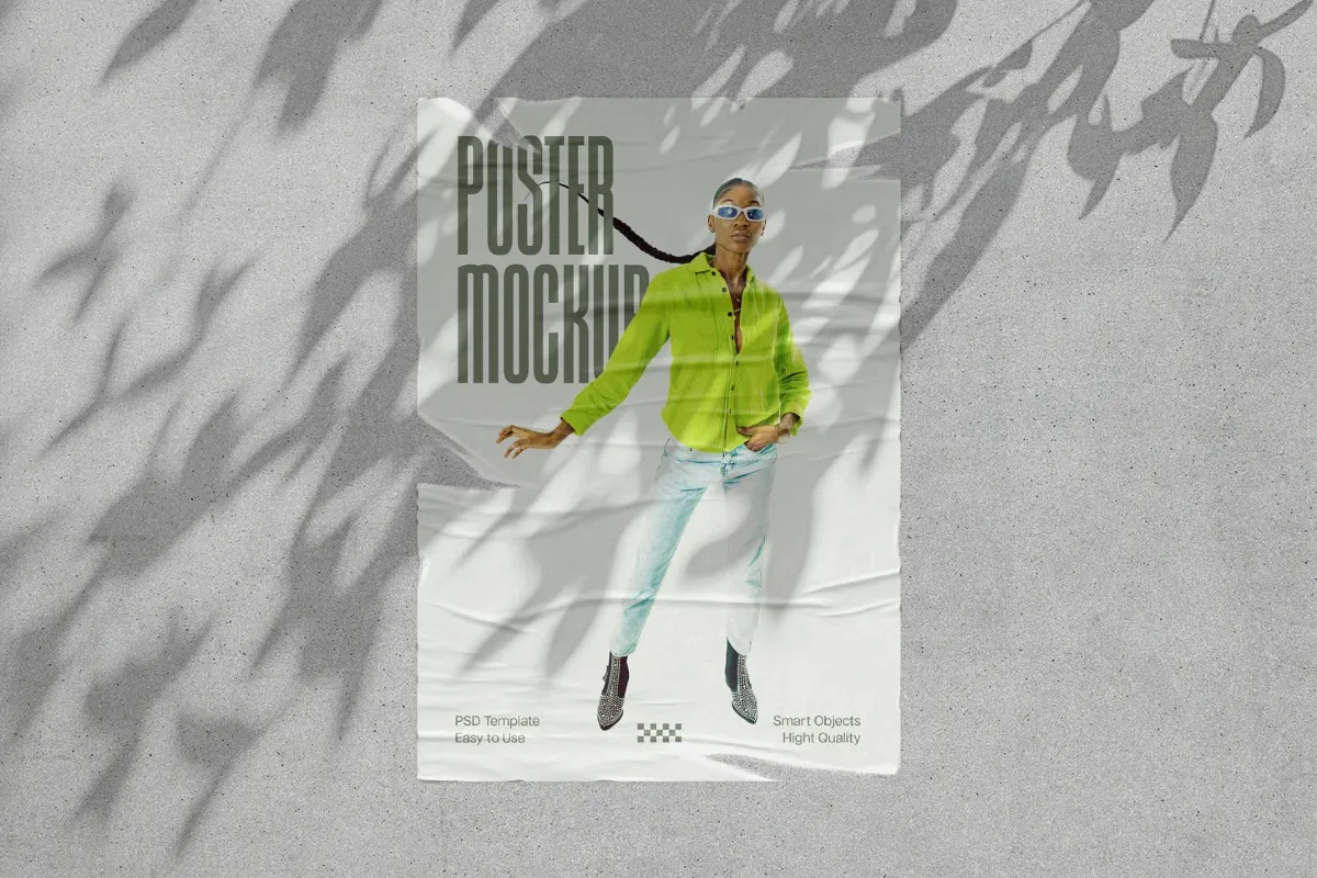 Concrete Wall Ripped Poster Mockup
